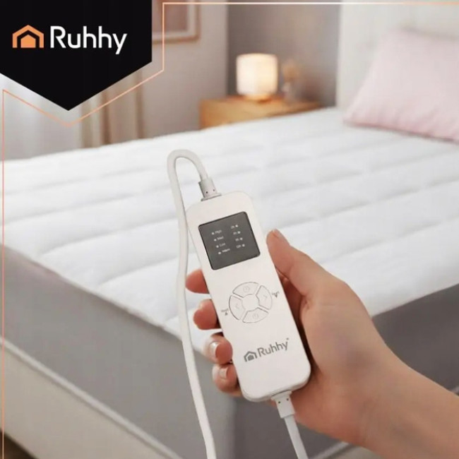 Електропростинь з підігрівом Ruhhy 26223 електричний двоспальний наматрацник 140 Вт 2 зони з таймером 203x152 см