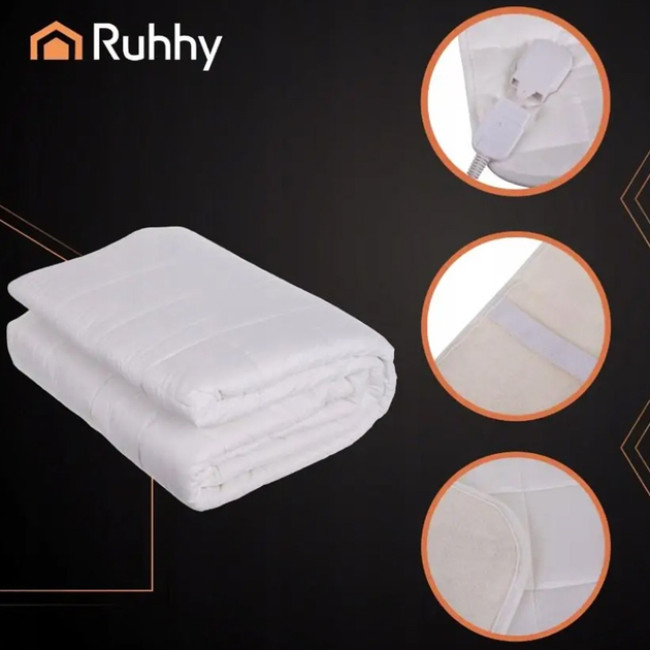 Електропростинь з підігрівом Ruhhy 26223 електричний двоспальний наматрацник 140 Вт 2 зони з таймером 203x152 см