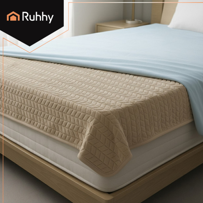 Електричне одеяло плед з підігрівом Ruhhy двоспальне 180 х 130 см 10 режимів + пульт Бежевий (26224)