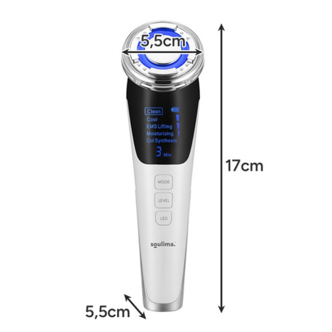 Масажер для обличчя 5в1 Soulima 25888 безголкова мезотерапія EMS-ліфтинг LED-світлотерапія ультразвуковий масаж і термотерапія
