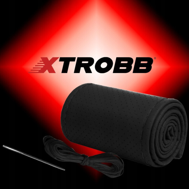 Чехол на руль Xtrobb 25304 37 39 см, чёрный, экокожа, прошивной