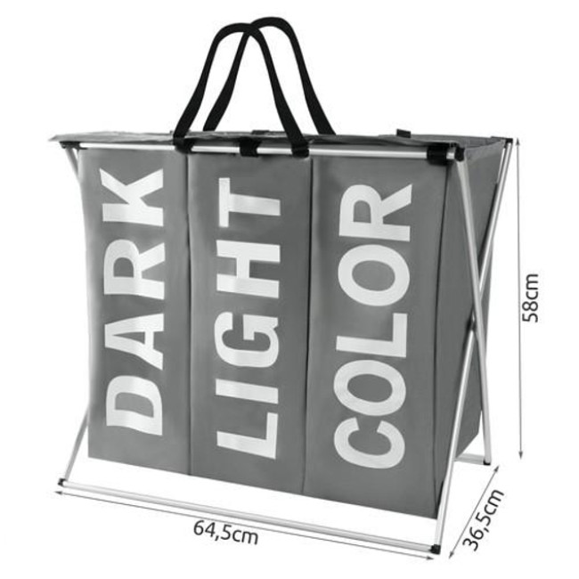 Корзина для белья - 3 отделения на складной раме Ruhhy