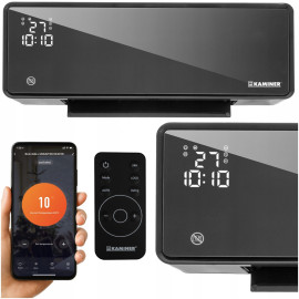 Електричний настінний обігрівач-повітряна завіса KAMINER 26399 Black (2000 Вт, Wi-Fi, скляна панель, пульт ДУ, Польща)