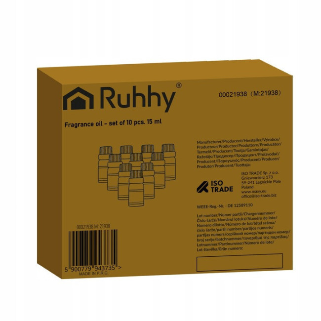 Ароматичні олії набір з 10 шт по 15 мл Ruhhy (21938)