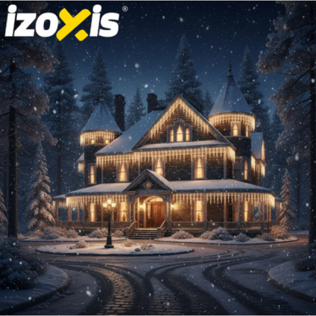 Різдвяна вулична гірлянда-бурульки IZOXIS 23223 (500 LED, 22,5 м, теплий білий, IP44, миготіння, 8 режимів)