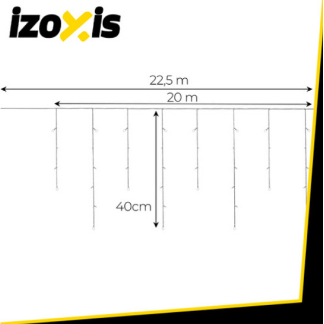 Різдвяна вулична гірлянда-бурульки IZOXIS 23223 (500 LED, 22,5 м, теплий білий, IP44, миготіння, 8 режимів)