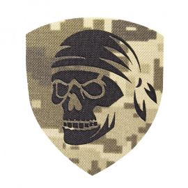 Шеврон Camotec Череп в бандані (7*8) Піксель Лазерна Різка (9032)