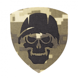 Шеврон Camotec Череп в касці (7*8) Піксель Лазерна Різка (9035)