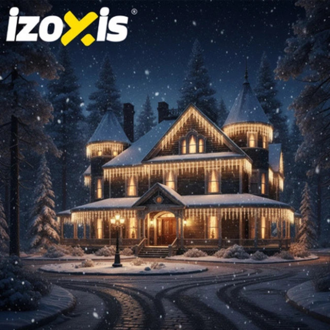 Новорічна світлодіодна Гірлянда бахрома Izoxis 26710 для прикраси дому 15 м 300 LED теплий білий колір 8 режимів водонепроникна