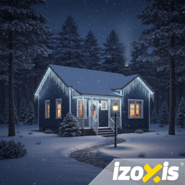 Різдвяна світлодіодна гірлянда бахрома Izoxis 26711 новорічна на 300 LED довжиною 15 м з холодним білим кольором IP44 з контролером