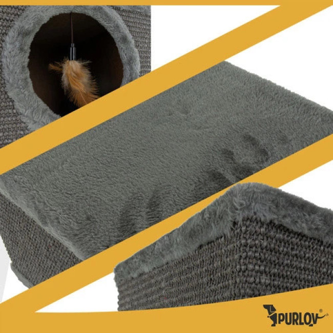 Комплекс для кішки Purlov 26215: будиночок, когтеточка, іграшка