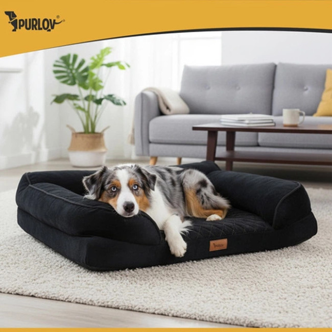 Лежанка для собаки и кошки Purlov 26915 ортопедична кровать для тварин з антиковзним дном розмір M - 80x65x19 см