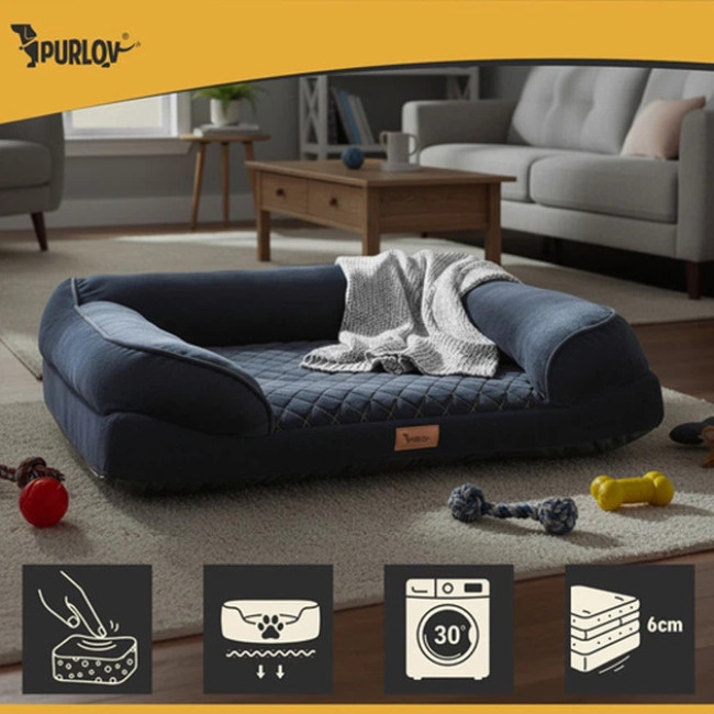 Лежанка для собаки и кошки Purlov 26915 ортопедична кровать для тварин з антиковзним дном розмір M - 80x65x19 см