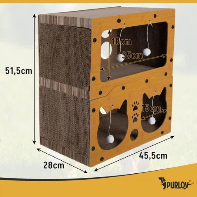 Когтеточка для котів - двоповерховий дім Purlov 27017/n