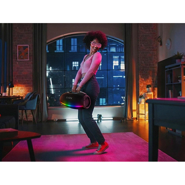 Портативная колонка бумбокс SVEN PS-990 із захистом від води 180 Вт 5200 мАч Bluetooth RGB підсвітка