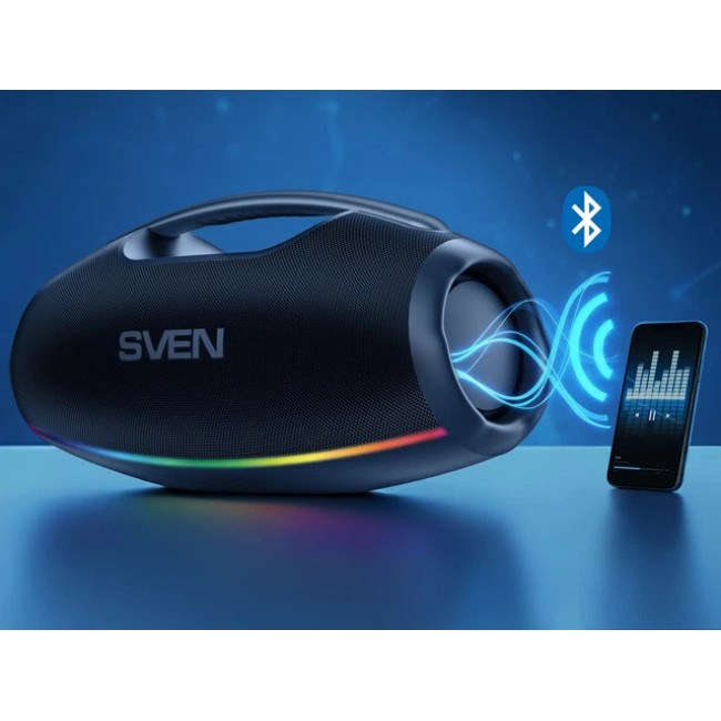 Портативная колонка бумбокс SVEN PS-990 із захистом від води 180 Вт 5200 мАч Bluetooth RGB підсвітка