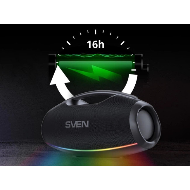 Портативная колонка бумбокс SVEN PS-990 із захистом від води 180 Вт 5200 мАч Bluetooth RGB підсвітка