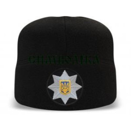 Шапка SteelCats (флісова) чорна з кокардою поліції