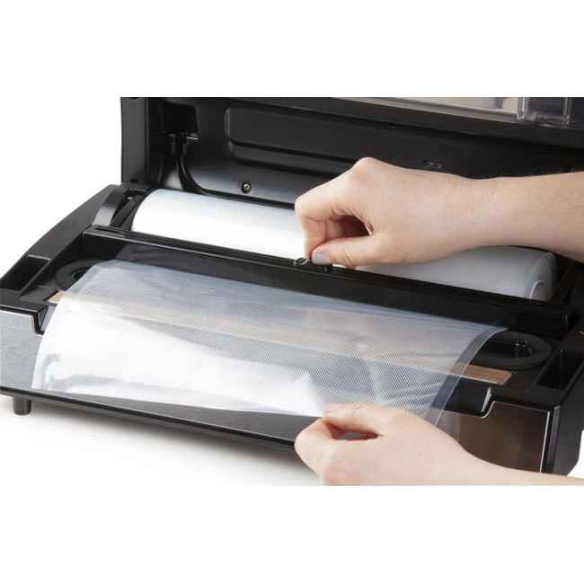 Вакуумный упаковщик DOMO 130 Вт 20 л/мин двойная помпа 0.9 бар + 1 рулон пленки 28 см x 5 м (DO336L)