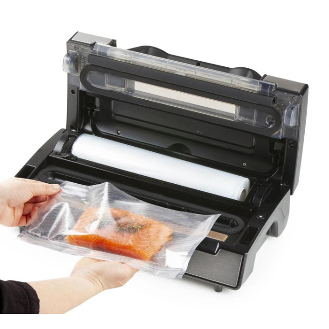 Вакуумный упаковщик DOMO 130 Вт 20 л/мин двойная помпа 0.9 бар + 1 рулон пленки 28 см x 5 м (DO336L)