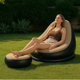 Зручне крісло надувне + пуф підставка для ніг GARDLOV 25365