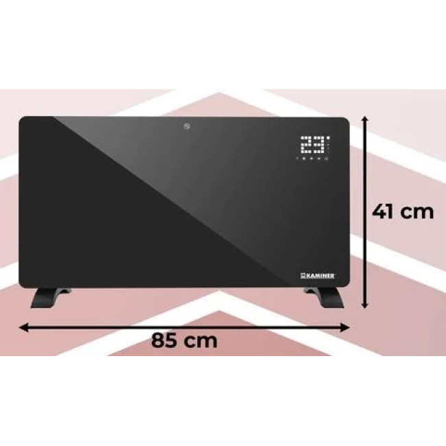 Електричний скляний обігрівач KAMINER ZELVA чорний 26572/n