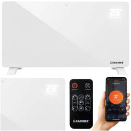 Стеклянный электрический обогреват Kaminer Zelva 2500 Вт с управлением через WiFi и пультом Белый (26573)