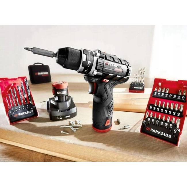 Аккумуляторный шуруповерт Parkside PBSPA 12 E4 12 В, бесщеточный, 2 АКБ