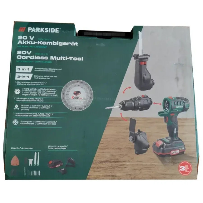 Акумуляторний шуруповерт 3в1 PARKSIDE PKGA 20-Li C2