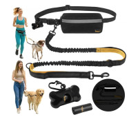 Поясной ремень с поводком для бега с собакой до 50 кг Purlov 2-в-1 амортизированный, светоотражающий (24689)