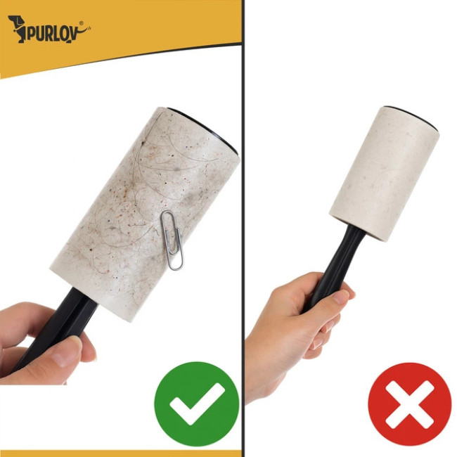 Липкий ролик - валик для чистки одягу, салона авто Purlov набір 15 рулонів 600 відривів