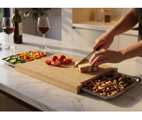 Дошка з бамбука розділова з висувними контейнерами 2 шт Ruhhy 25707/n