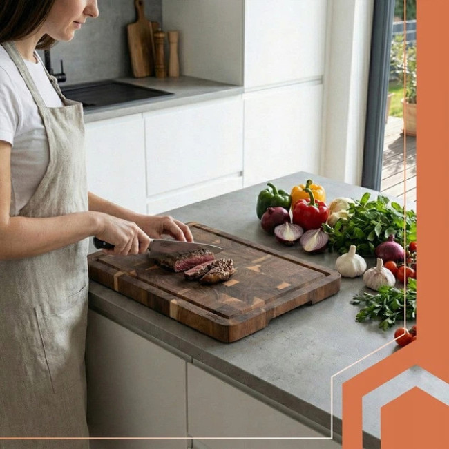 Розділювальна дошка кухонна дерев'яна Ruhhy велика товста з дерева акації 43 x 33 x 3 см (26924)