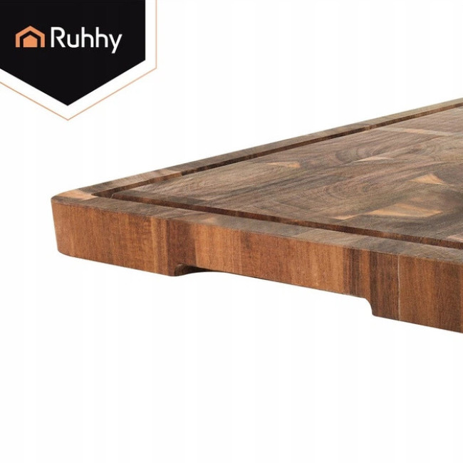 Разделочная доска кухонная деревянная Ruhhy большая толстая из дерева акации 43 x 33 x 3 см (26924)