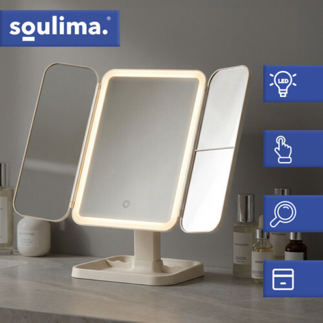 Зеркало для макияжа Soulima 26952 LED подсветка, голливудское, выдвижное, 4 в 1, увеличительное