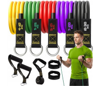 Набір еспандерів для силових тренувань фітнесу або кросфіту Trizand 5 шт + аксесуари 11 ел (25880)