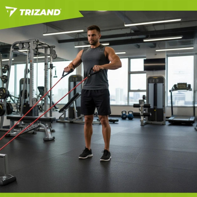 Набор эспандеров для силовых тренировок фитнеса или кроссфита Trizand 5 шт + аксессуары 11 эл (25880)
