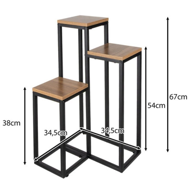 Подставка для цветов металлическая 3-ярусная 34.5х34.5х67 см Ruhhy 25626
