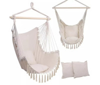 Подвесное кресло гамак бразильский стул Interlook ZY-V004 + 2 подушки (Beige)