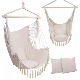 Подвесное кресло гамак бразильский стул Interlook ZY-V004 + 2 подушки (Beige)