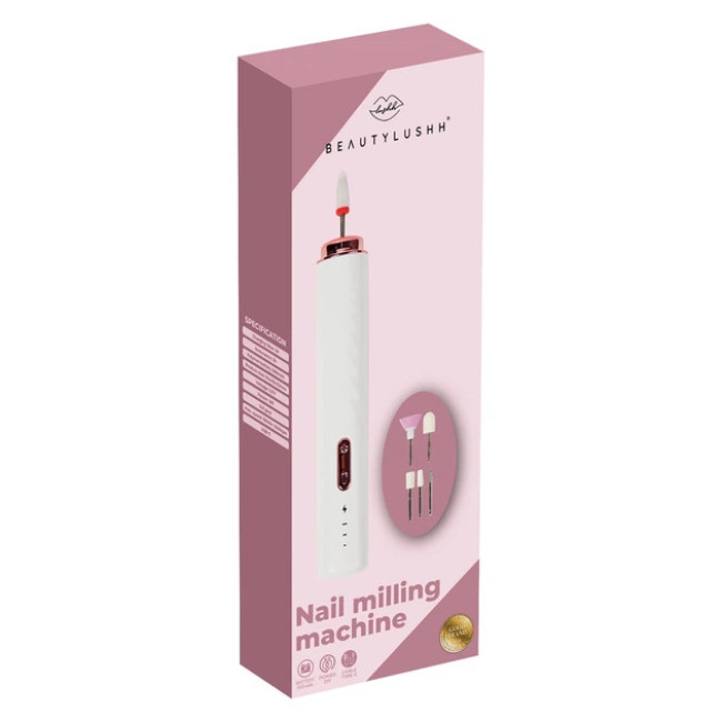 Фрезер для маникюра и педикюра Beautylushh 3 уровня скорости 15 000 об/мин набор 6 фрез + алмазная фреза (25805)