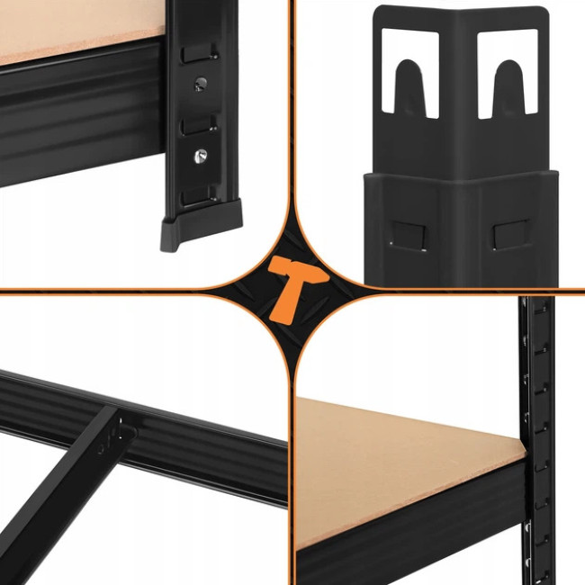 Стеллаж металлический с порошковым покрытием Bigstren система 3в1 4 полки МДФ 150 x 75 x 30 см (27341)