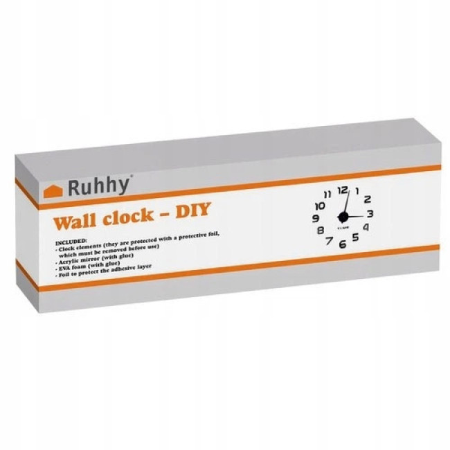 Настенные часы DIY Ruhhy 19928 – регулируемый диаметр 60–130 см, черный