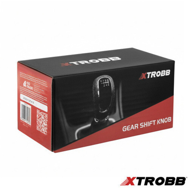 Ручка переключения передач универсальная Xtrobb механическая 5/6 передач, кожаная с красной прострочкой (27416)