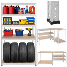 Металевий стелаж Bigstren 27509 - 180×100×60 см, 5 полиць, для гаражу