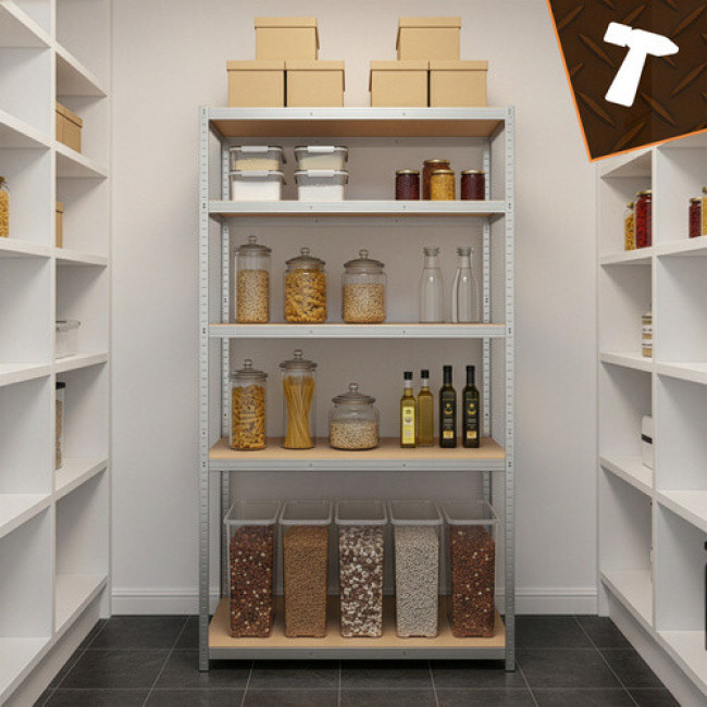 Металевий стелаж Bigstren 27509 - 180×100×60 см, 5 полиць, для гаражу