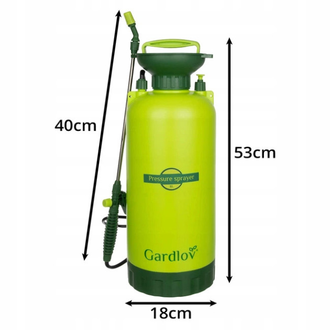 Опрыскиватель садовий ручний помповий Gardlov 8 л лінна штанга + шланг 150 см (25430)