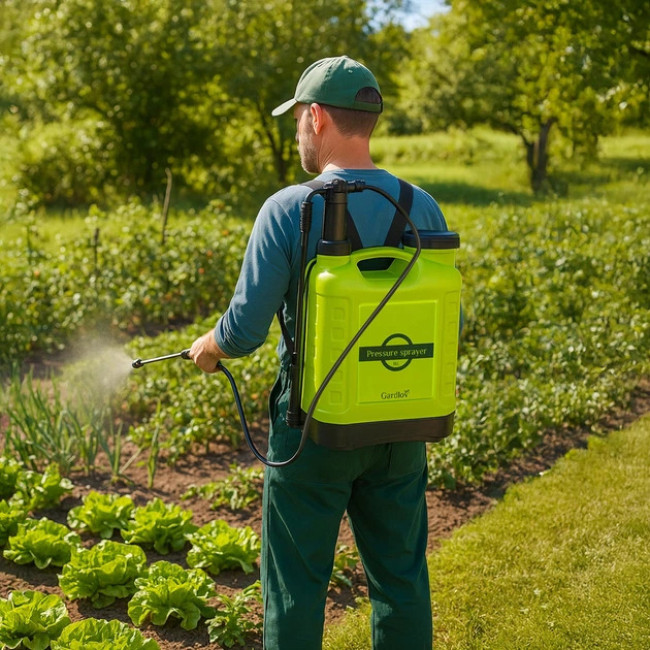 Обприскувач садовий помповий ранецьовий Gardlov 16 л великий радіус, штанга + шланг 170 см (25569)