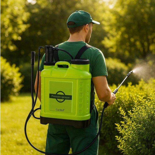 Обприскувач садовий помповий ранецьовий Gardlov 16 л великий радіус, штанга + шланг 170 см (25569)