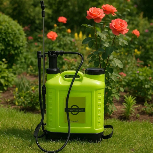 Обприскувач садовий помповий ранецьовий Gardlov 16 л великий радіус, штанга + шланг 170 см (25569)